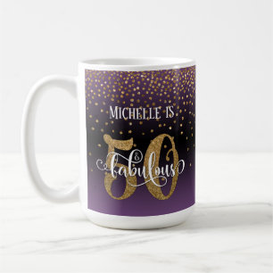 Confetti & Script 50 & Fabulous, Pink Black Ombre Coffee Mug