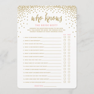 Confetti Shower   Who Knows the Bride Best Cards