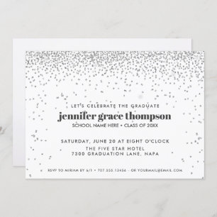 Confetti Silver and White Photo Graduation Party Invitation