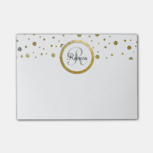Confetti Silver/Gold Monogram Post-it Notes