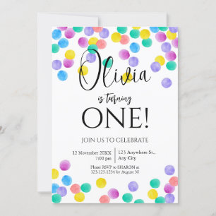 Confetti Simple Girl birthday Invitation