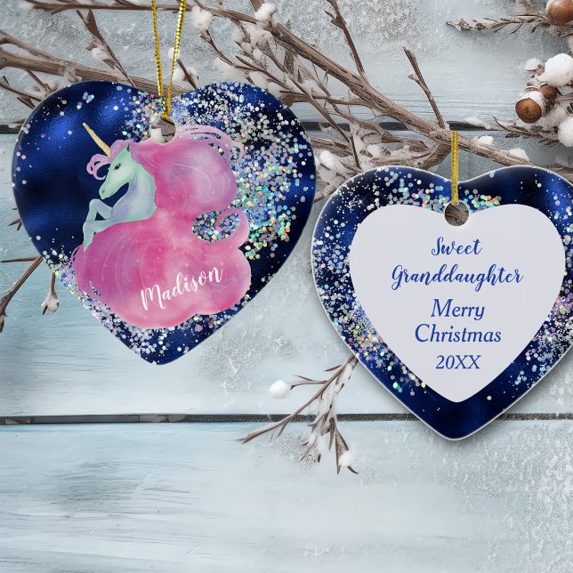 Confetti Sky Pink Unicorn Granddaughter Ceramic Tree Decoration (Creator Uploaded)