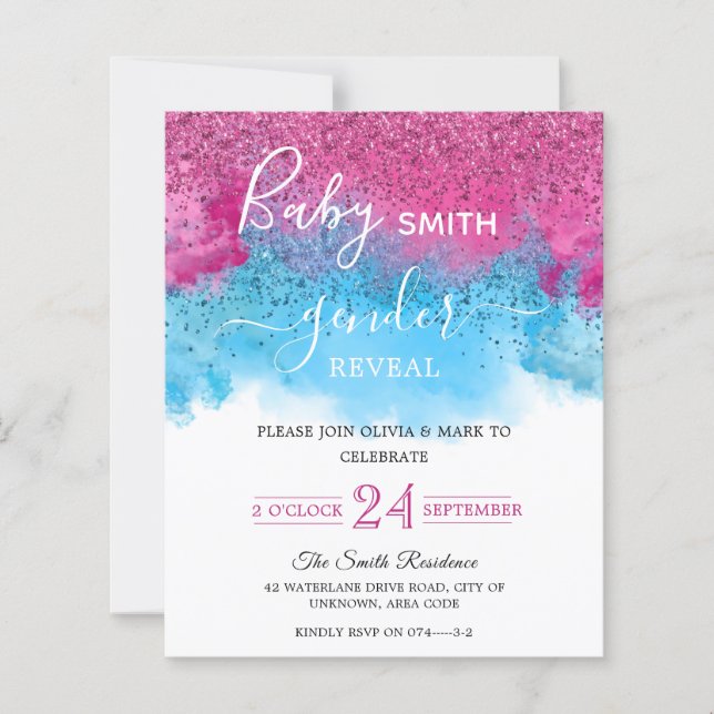 Confetti Smoke Baby Gender Reveal Invitation (Front)
