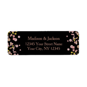Confetti Sparkle Rose Gold Wedding Return Address