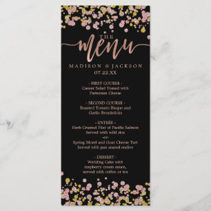 Confetti Sparkle Shine Rose Gold Wedding Menu