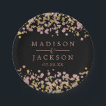 Confetti Sparkle Shine Rose Gold Wedding Monogram Paper Plate<br><div class="desc">Confetti Sparkle Shine Faux Rose Gold & Gold Wedding paper plates with Colour Editable Background. With trendy brush script font! ~ Easily change the watercolor background colour,  just click "Customise" Scroll down through the text and images until you see the background colour area,  and select your custom colour.</div>