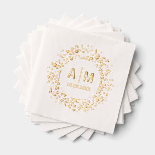 Confetti Splatter Fun Monogram & Date Wedding Foil Napkins