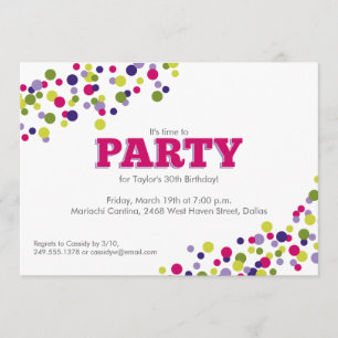 Confetti Sprinkle Party Invitation in Purple