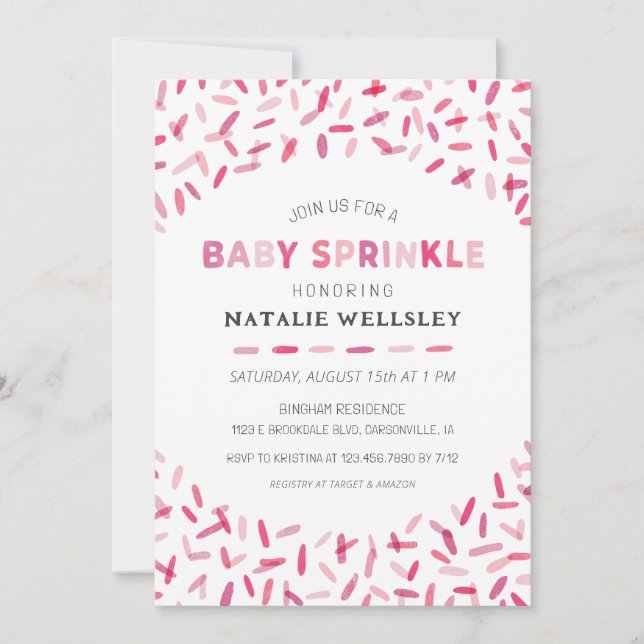 Confetti Sprinkles Baby Girl Sprinkle Invitation (Front)