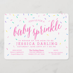 Confetti Sprinkles Baby Sprinkle Invitations pink