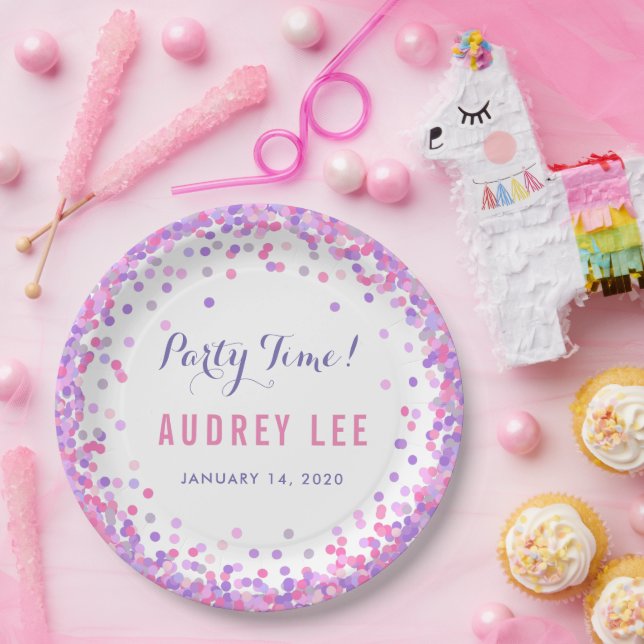 Confetti sprinkles birthday party decor for girls paper plate (Party)