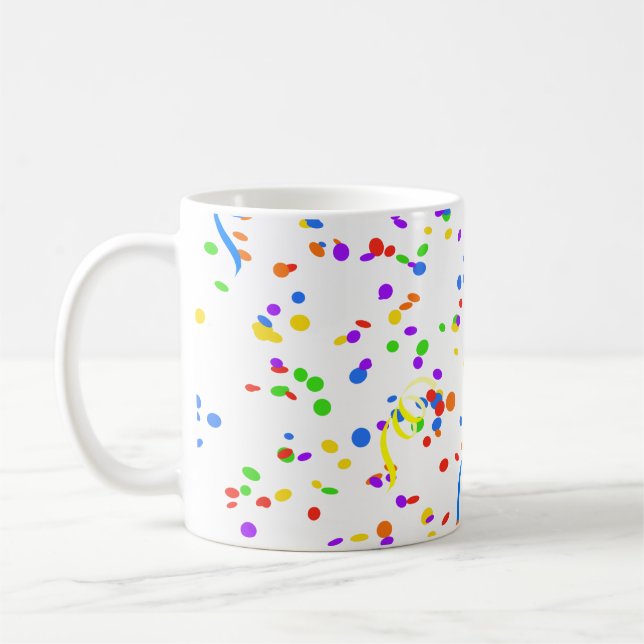 Confetti streamer party carnival coffee mug (Left)