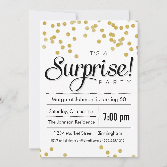 Confetti Surprise Party Invitation (Front)