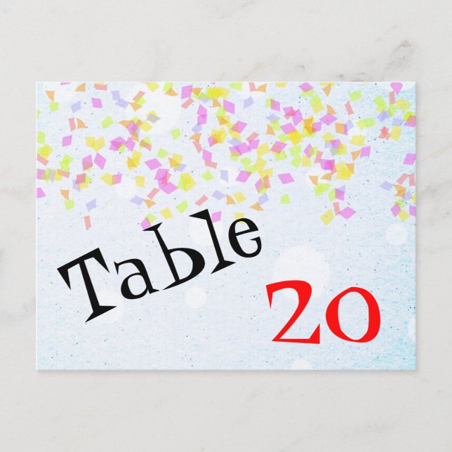 Confetti Table Number Postcard (Front)