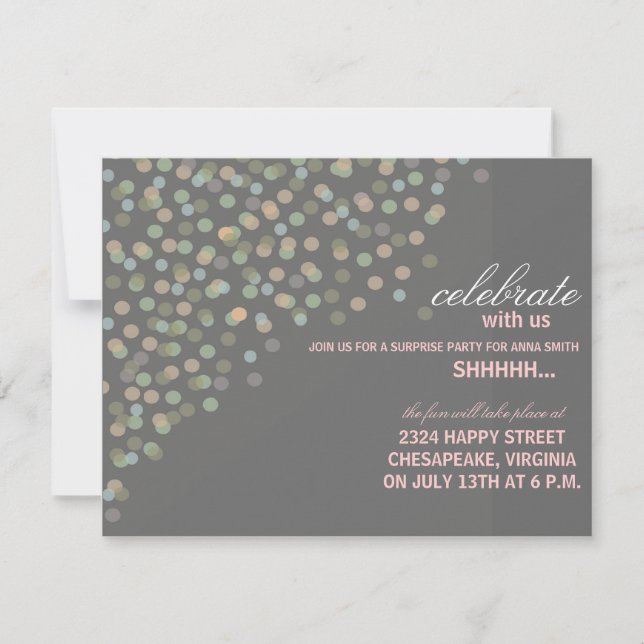 Confetti Themed Party Invitation (Front)
