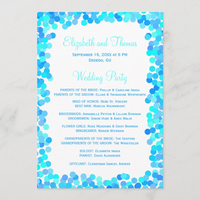 Confetti Wedding Programs Programme (Front)