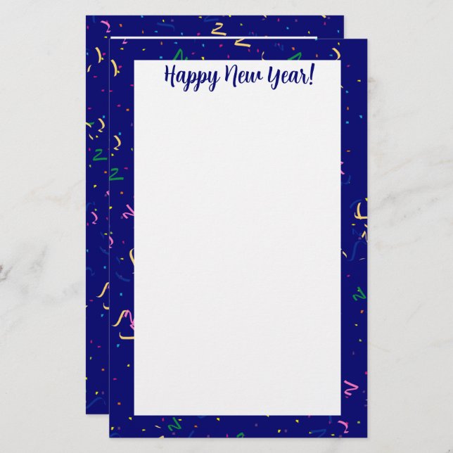  Confetti with Happy New Year Stationery (Front/Back)