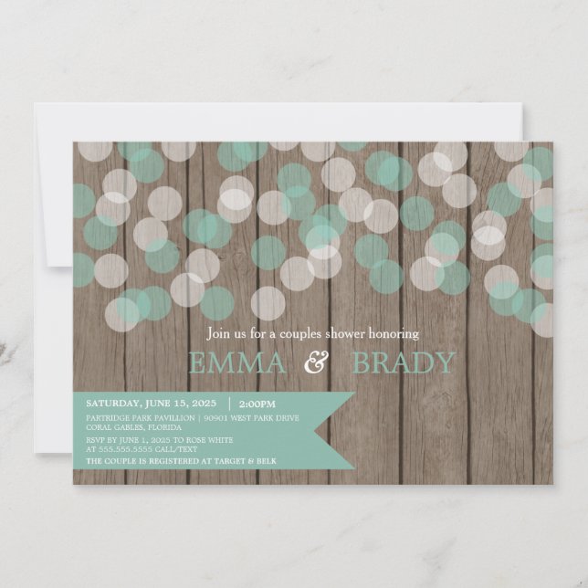 Confetti Wood Rustic Couples Shower Invitation (Front)