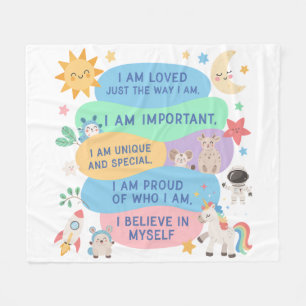 Confidence Building Quote for Happy Little Hearts Fleece Blanket
