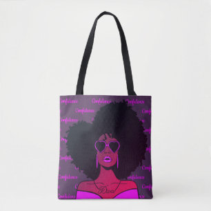 Confident African Black Natural Afro Hair Woman Tote Bag