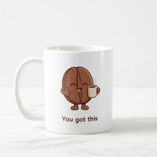 Confident Coffee Bean Character Mug