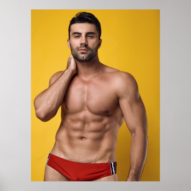 Confident & Defined Muscular Man Poster (Front)