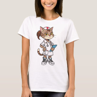 Confident Nurse Cat – 90s Cartoon Style T-Shirt