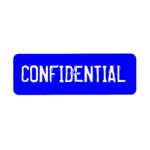 CONFIDENTIAL in white text on blue background