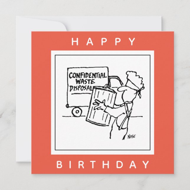 Confidential Waste Disposal Cartoon Card (Front)