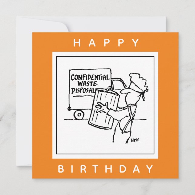 Confidential Waste Disposal Cartoon Card (Front)