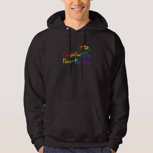 Confidently Non Binary Lgbtq Genderfluid Pride 1 Hoodie (Front)