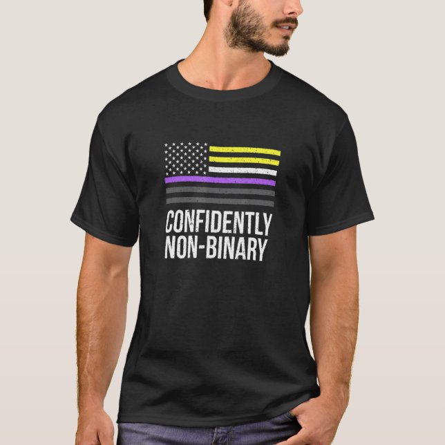 Confidently Non-Binary Lgbtq Genderfluid Pride 3 T-Shirt (Front)