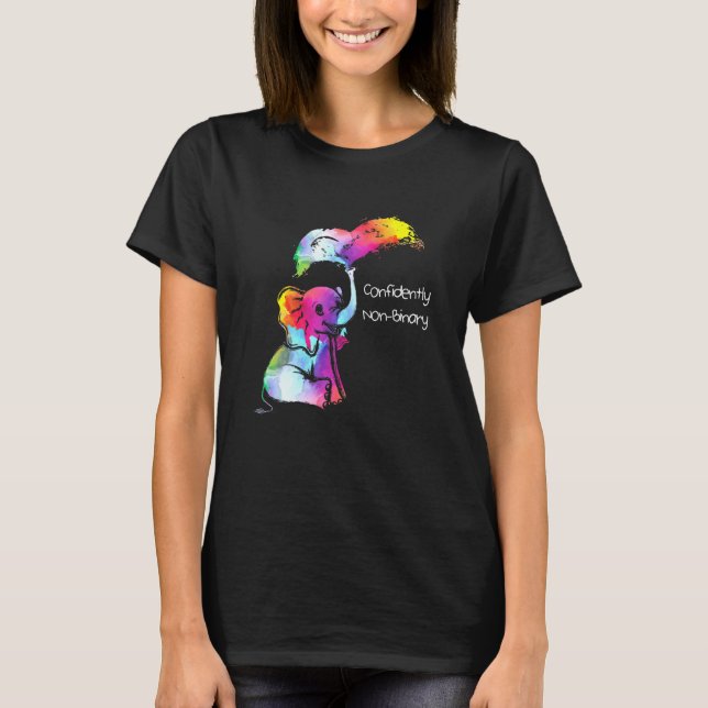 Confidently Non Binary Rainbow Genderflexible Prid T-Shirt (Front)