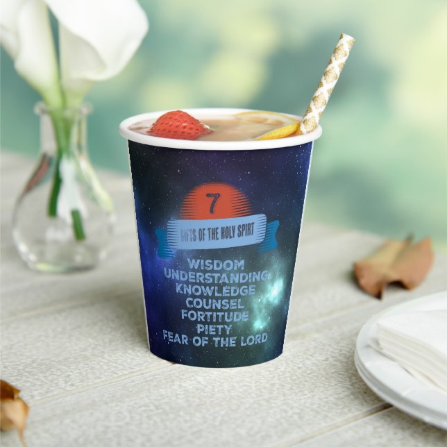 Confirmation 7 Gifts of the Holy Spirit Paper Cups (Insitu)