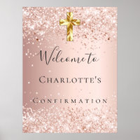 Confirmation blush rose gold glitter dust welcome