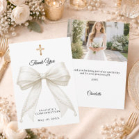 Confirmation bow white ivory pearls photo