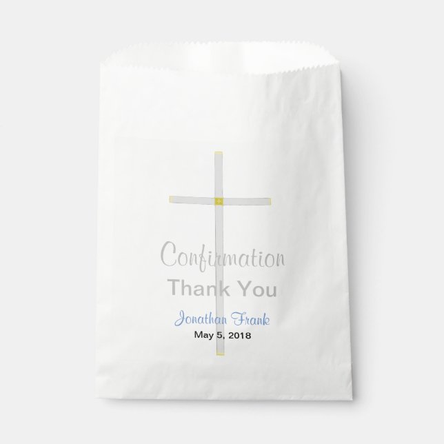 Confirmation Boy Blue Thank You Favour Bags (Front)