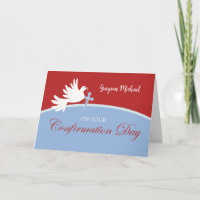 Confirmation Congratulations Boy Dove on Red