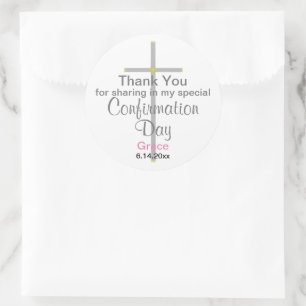 Confirmation Daughter Thank You Round Stickers