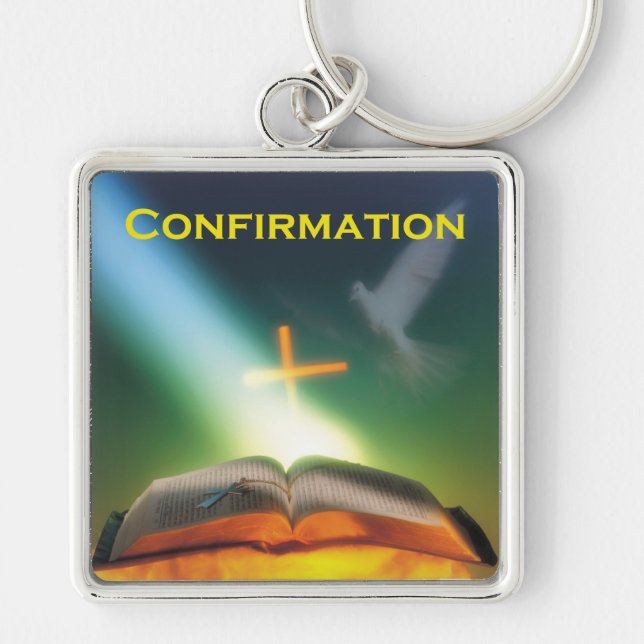 Confirmation Dove, Bible, Cross Key Ring (Front)