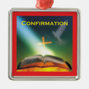 Confirmation Dove, Bible, Cross Metal Tree Decoration