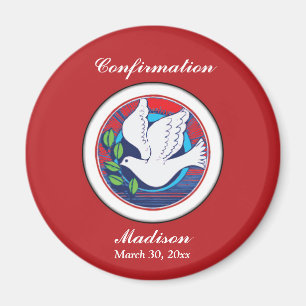 Confirmation, Dove Colourful, Round Magnet