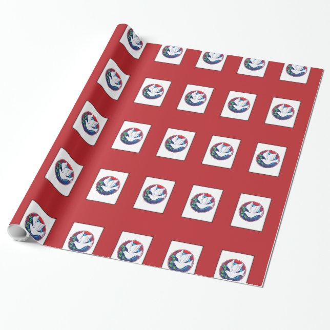 Confirmation, Dove Colourful, Vertical Gift Items Wrapping Paper (Unrolled)