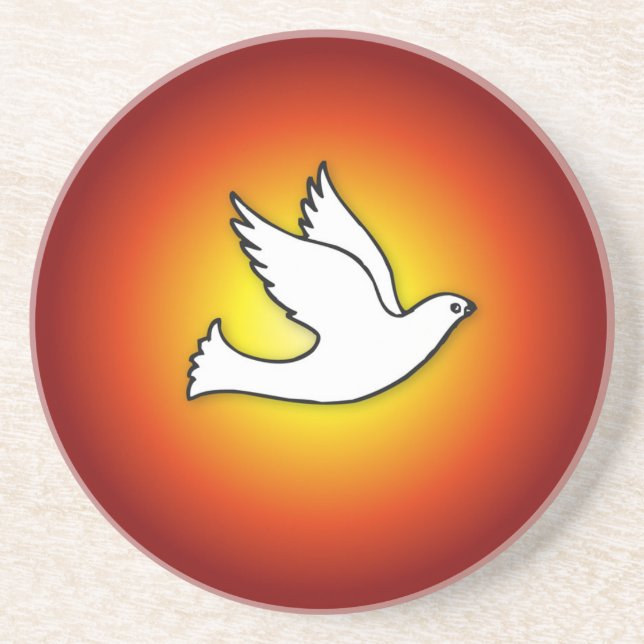 Confirmation Dove with Gold, Red Rays Coaster (Front)