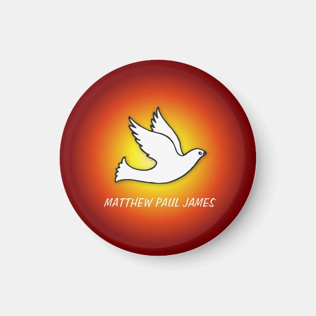 Confirmation Dove with Gold, Red Rays Magnet (Front)
