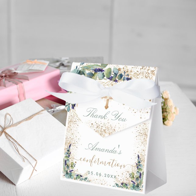 Confirmation eucalyptus glitter name thank you favour box (Creator Uploaded)