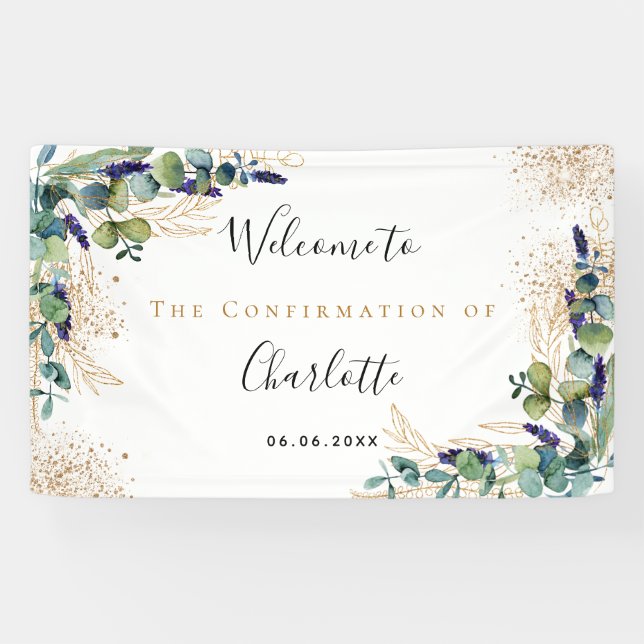 Confirmation eucalyptus greenery girl welcome banner (Horizontal)