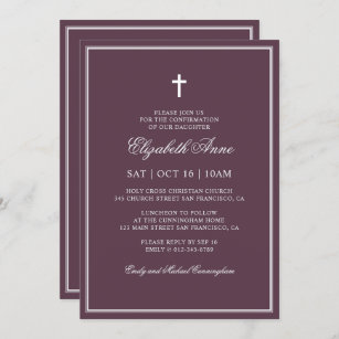 Confirmation For Her   Elegant Classic Cross Invitation