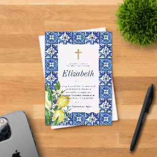 Confirmation For Her Lemon Mediterranean Tile Acrylic Invitations