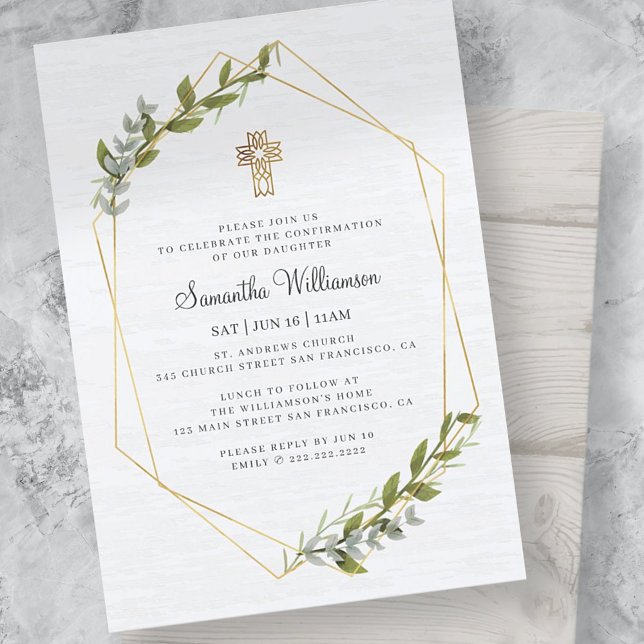 Confirmation For Her Rustic Geometric Floral Invitation (Creator Uploaded)